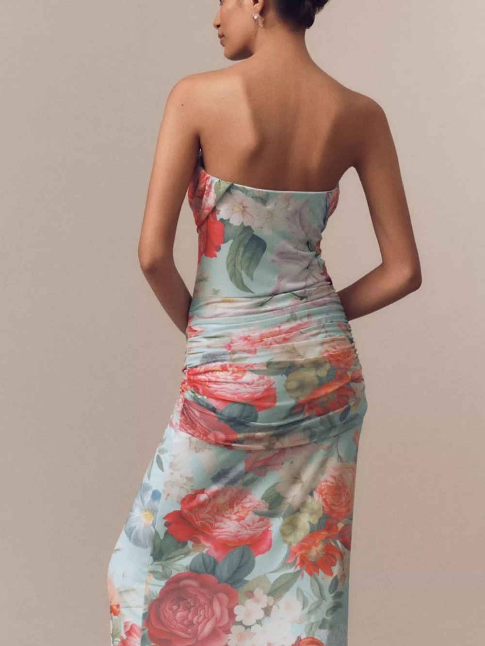 AFRM Rosalie Strapless DropWaist Maxi Dress Watercolor Floral Pattern Sz XXS NWT - Picture 2 of 10